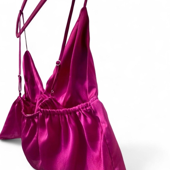 NWT FREE PEOPLE Vibrant Pink Satin Camisole - Picture 6 of 6